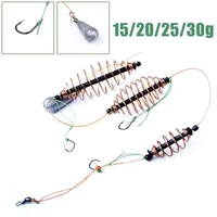 fishing artificial lure bait cage set fishing feeder baitholder hooks with sinker 15202530g inline method feeder fishing tool