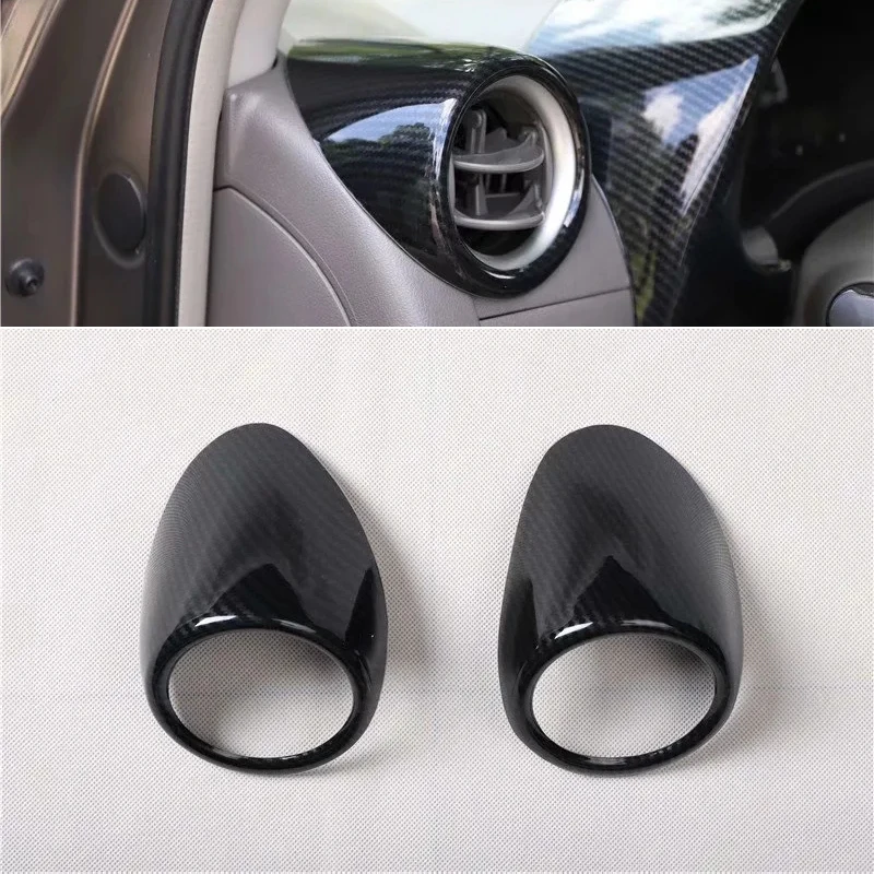 

For Nissan Sunny 2011-2016 2PCS Car Front Air Conditioner Vent Outlet Cover Trim Carbon Fiber ABS Car Styling Accessories