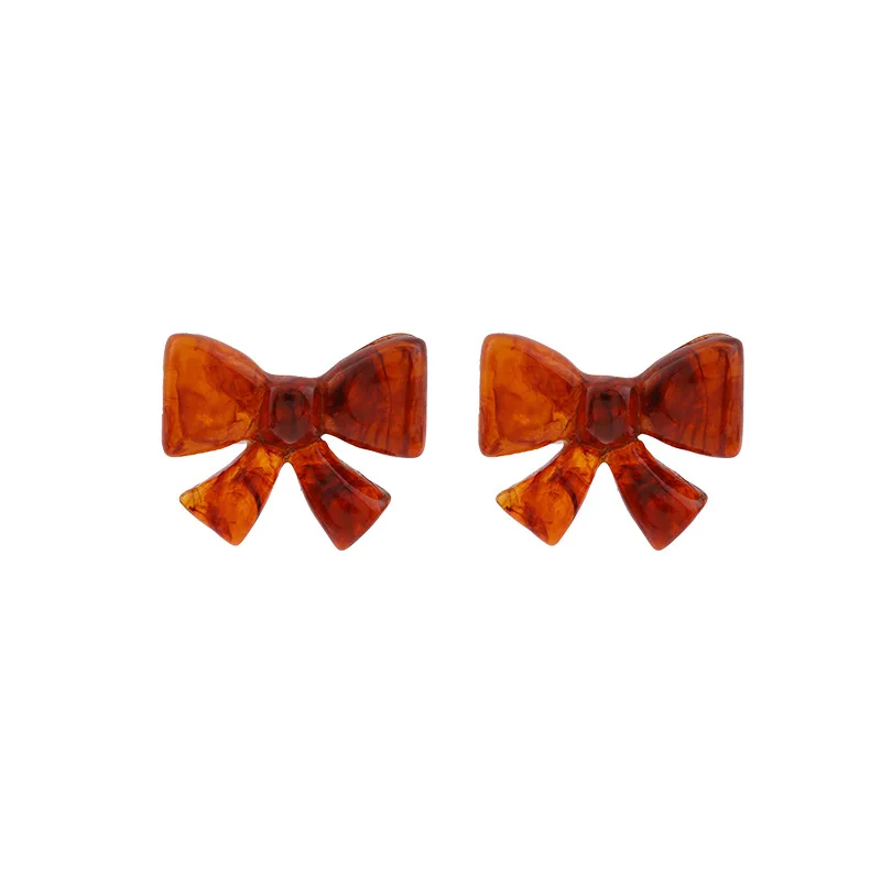 

Vintage Brown Resin Bowknot Stud Earring Women Trendy Simple Earrings 2020 Korean New Fashion Female Jewelry Penientes
