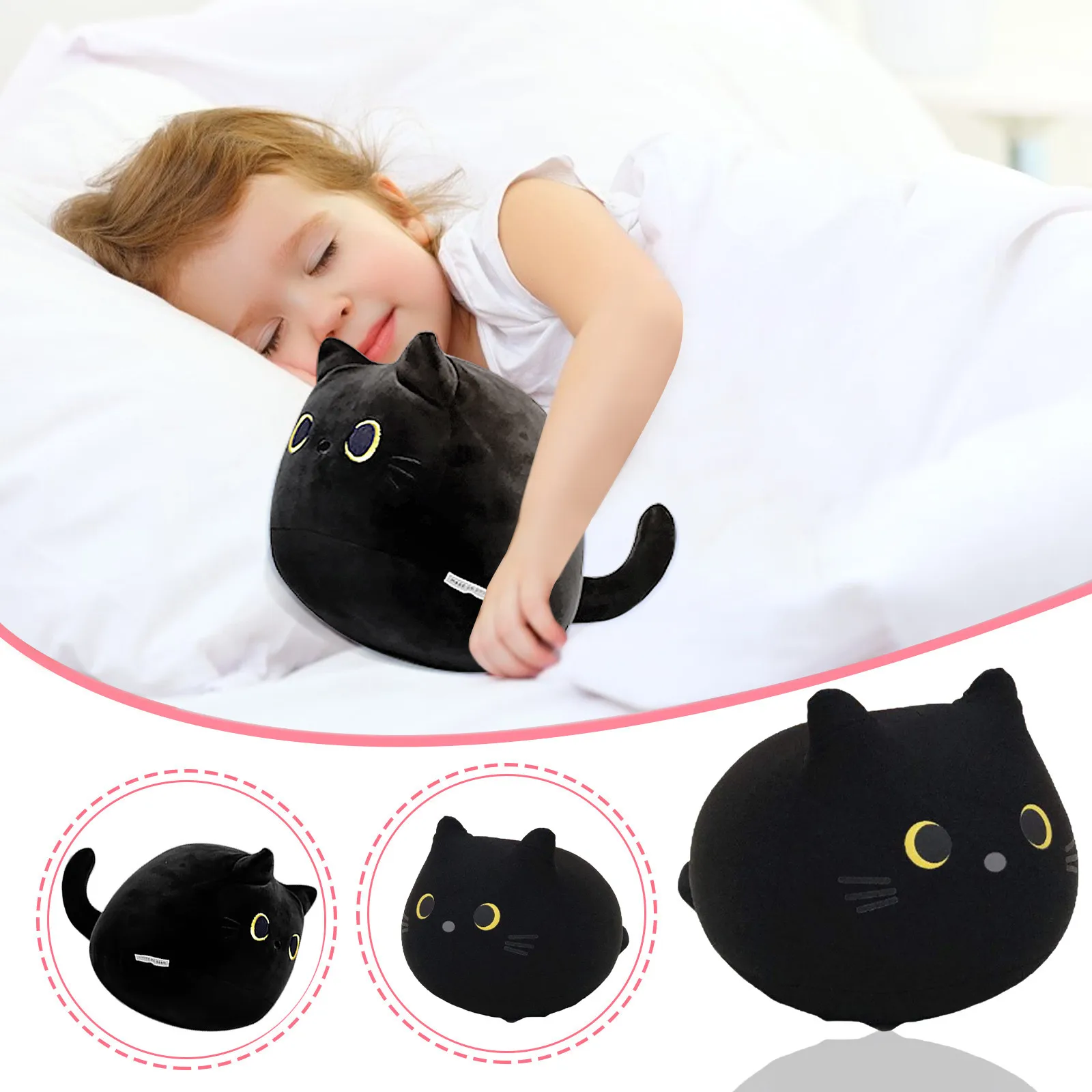 

3d Cat Black Pillow Soft Lumbar Back Cushion Plush Stuffed Toy Cute Christmas Present Kids Christmas Holiday Wonderful Gift