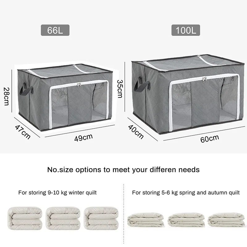 

Foldable Clothes Storage Bag With Clear Window Zips Blankets Pillows Dirty Clothes Collecting Case Clothing Organizer