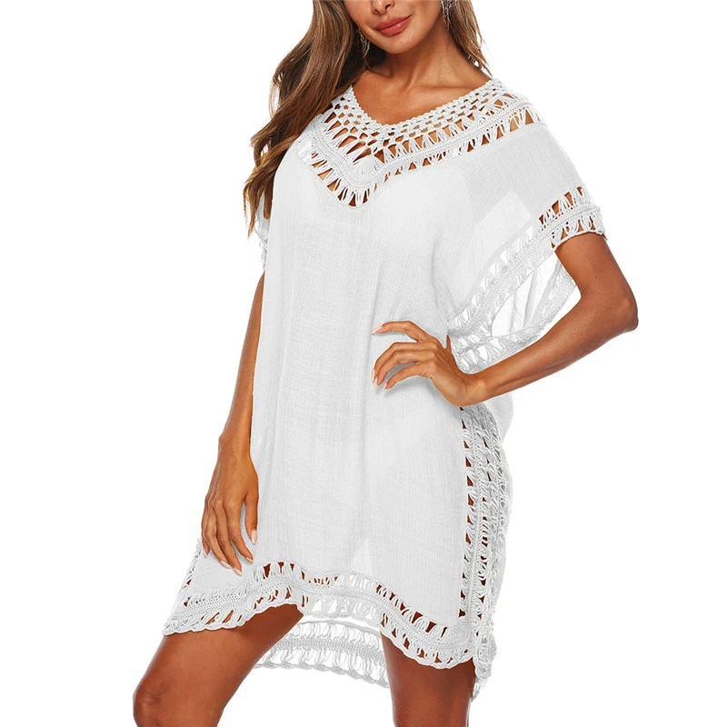 

Summer Bikini Cover Up Women Lace Hollow Crochet Swimsuit Beach Dress Women 2021 Ladies Cover-ups Bathing Suit Beach Wear Dress