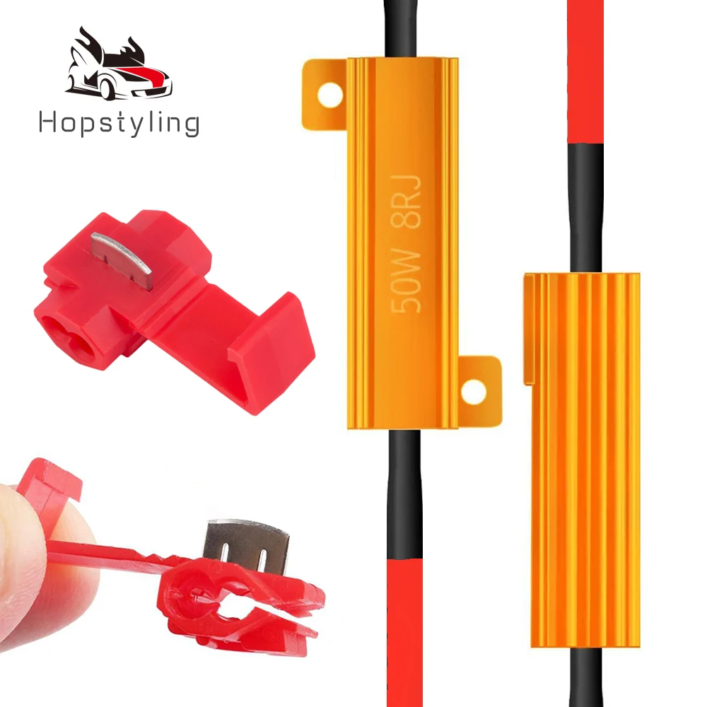 

2pcs 50w 8ohm Load Resistors LED Flash Rate Turn Signals Light Indicator Controllers Brake Running Motorcycle Loads Resistor