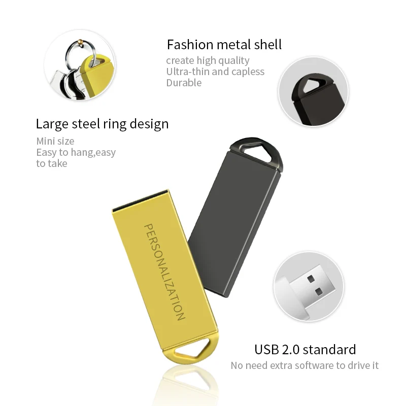 Металлический USB флеш накопитель 64 ГБ 32 16 8 4 Гб 2 30 шт.|USB флэш-накопители| |