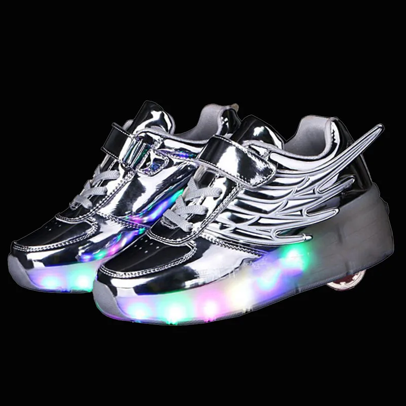 2018 светящиеся кроссовки модные с колесами детская обувь для роликовых коньков