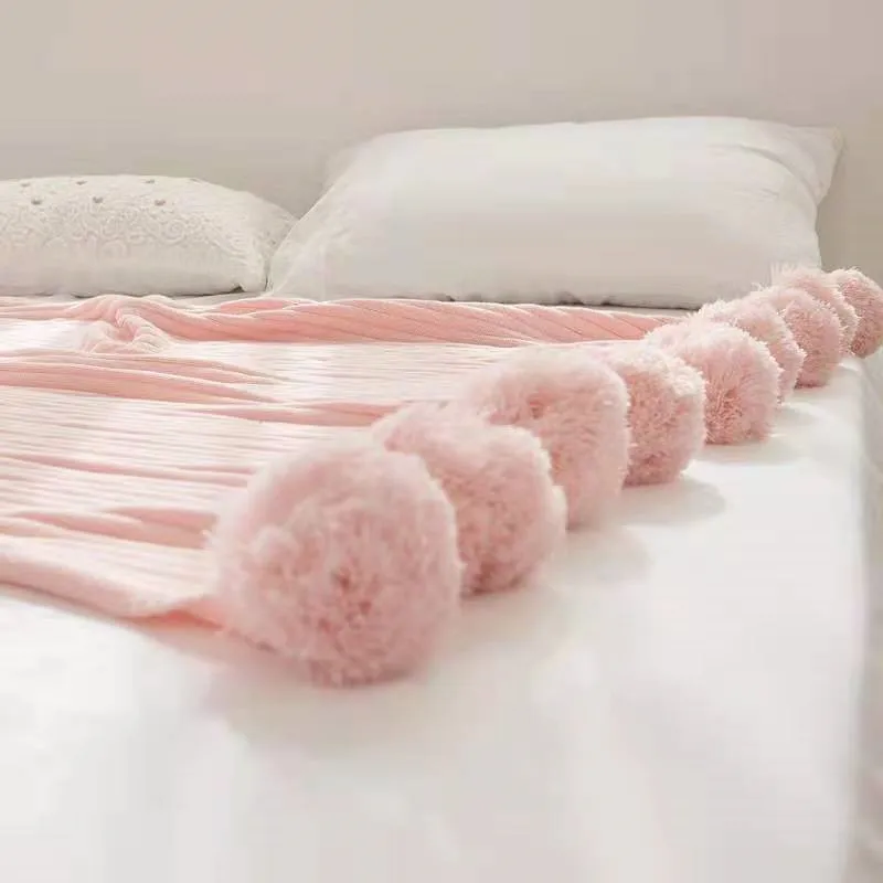 

Blanket Summer Cotton Knitted Throw Pure Colour Office Ball Blanket Nap Blanket Bed Blanket Travel Blanket