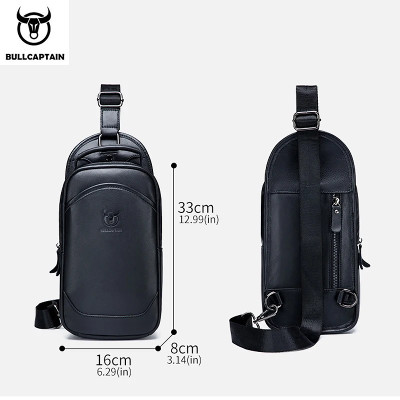 BULLCAPTAIN Men's Leather Handbag Casual Large-Capacity Leather Bag Business Travel One-Shoulder Messenger Bag