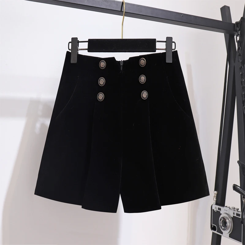 

New Winter 2020 Vintage Black Turtleneck Sweater Loose Top & Wide-Legged Pants Suit Shorts Outfit Woman Knitwear Pullover Girl