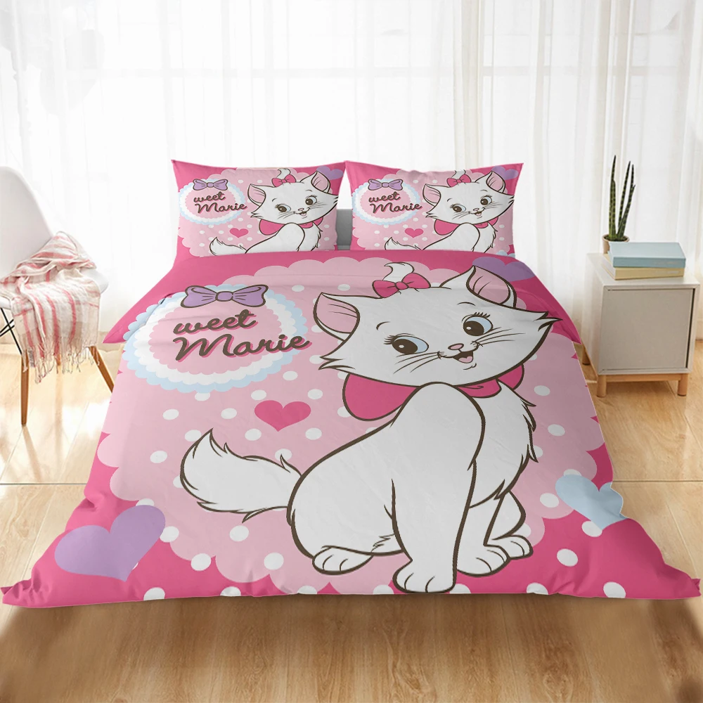 

Disney Cute Pink Marie Cat Bedding Set Queen King Size Bed Set Children Girls Baby Duvet Cover Pillowcase Comforter Bedding Sets