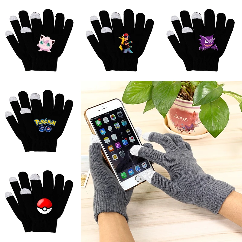 Трикотажные перчатки Pokemon Pikachu Gengar зимние шерстяные мужские осенне-зимние теплые