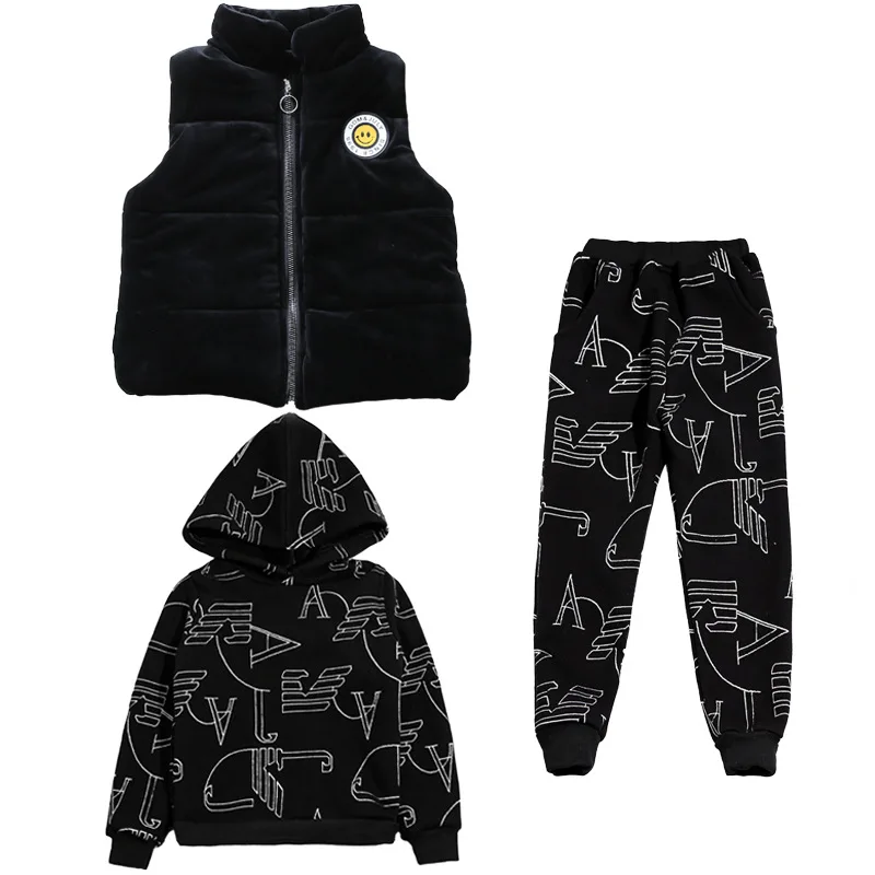 

thick velvet fleece thermal girls sweatshirt+ pant winter fall spring kids clothing