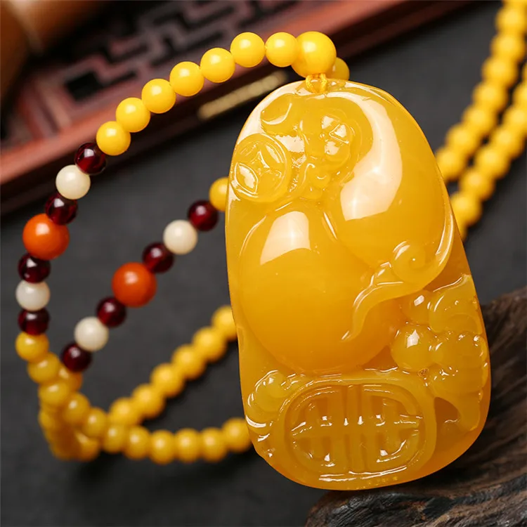 

Ожерелье Fushou из натурального жёлтого пчелиного воска, Очаровательная бижутерия, женский кулон ручной работы для женщин и мужчин, модные аксессуары