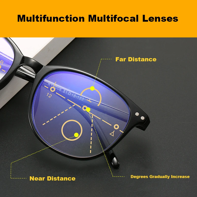 Очки для чтения Ahora в ретро стиле мужчин и женщин круглые с прогрессивными синими