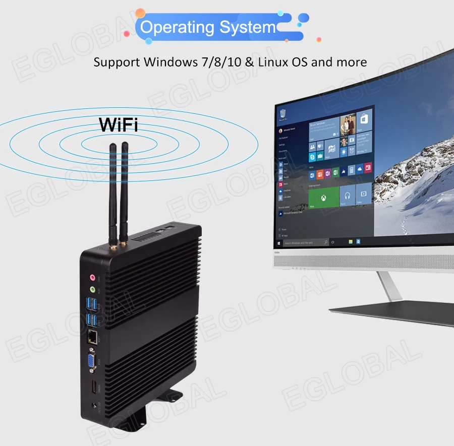 Дешевые windows 10pro Мини ПК компьютер Intel core i3/i5/i7/celeron настольный компьютер wifi HTPC безвентиляторный VESA крепление