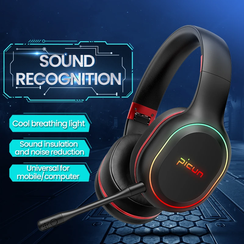 Новые Picun P80S мобильный Игровые наушники светодиодный RGB вибрации игровая