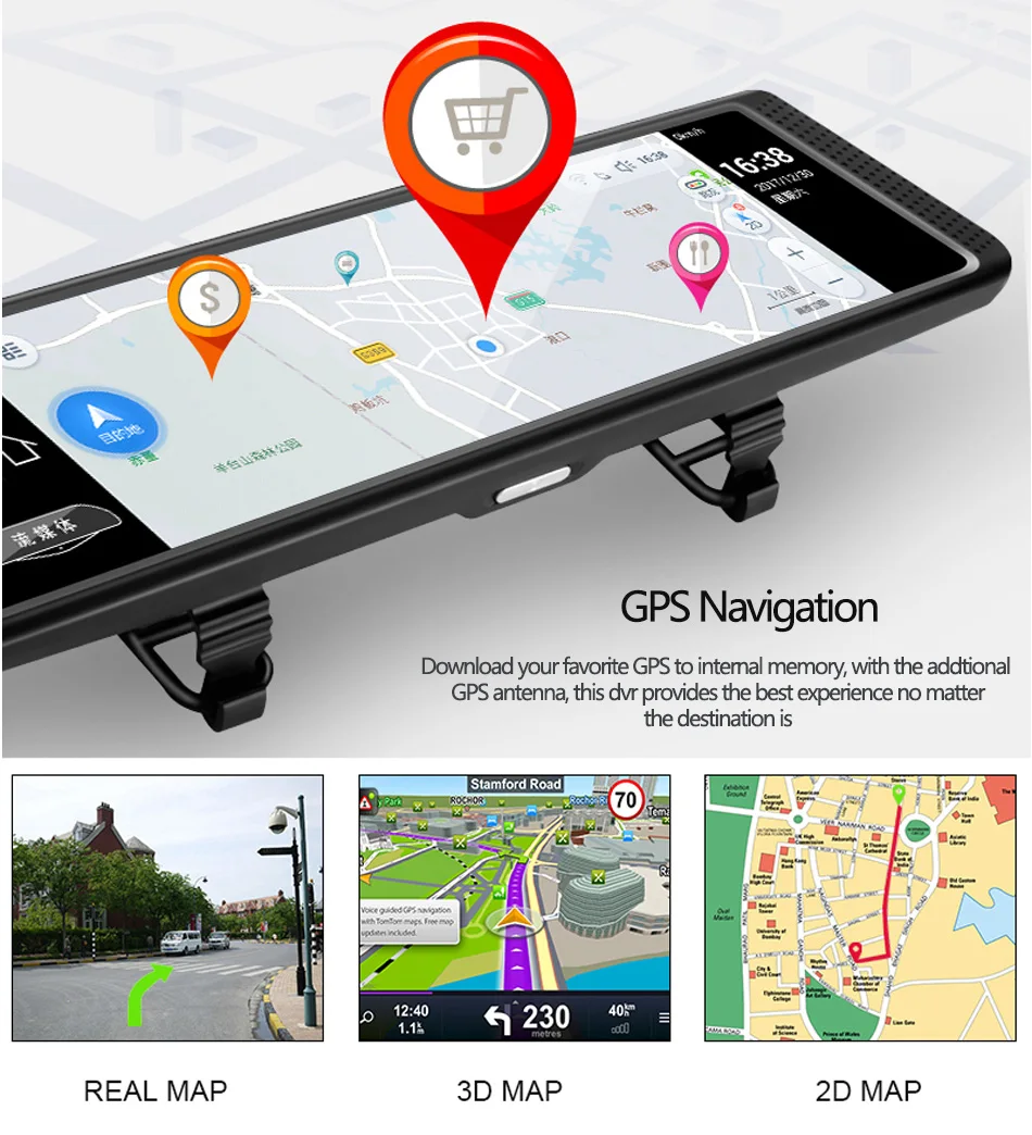 Anstar 10" 4G Android Mirror Car DVR 1080P Video Record GPS Navigation Dash Cam WiFi Dual Lens Registrar Auto Camera