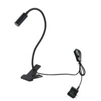 3w led desk clamp clip picture lamp flexible pipe reading light onoff button bedroom home office cabinet store black shell