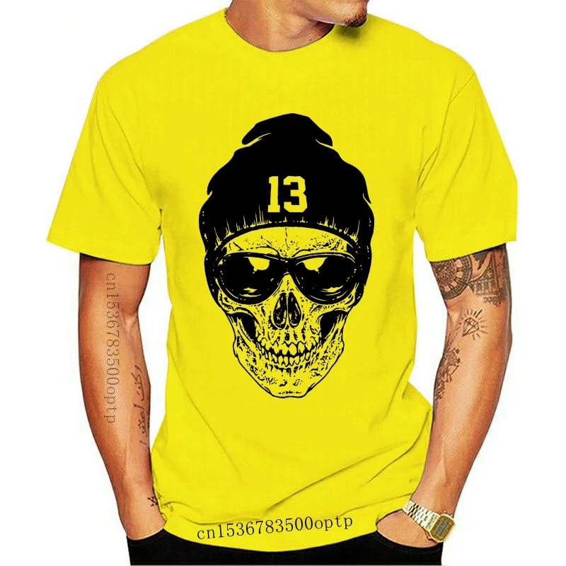 

SKULL BEANIE 13 DEAD HAUNT LUCKY UNLUCKY GLASSES Mens White T-Shirt