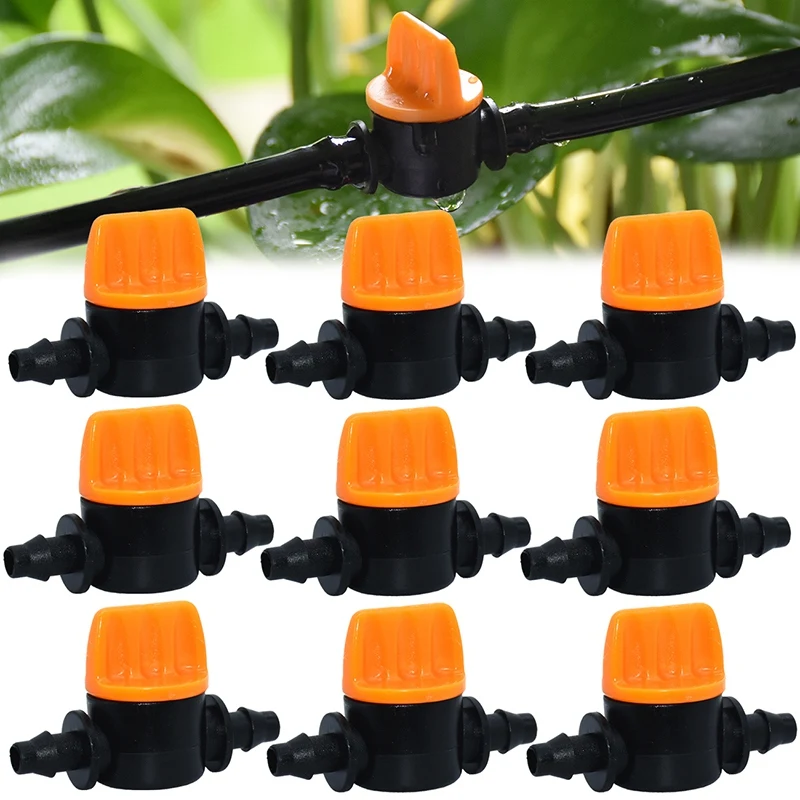 

HOT-Mini Valve with 4/7mm Hose Garden Irrigation Barbed Water Flow Control Valve Agriculture Tools Drip Irrigation Fittings