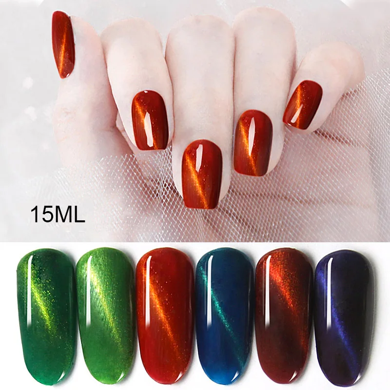 3D глаз хамелеона кота лак для ногтей замочить УФ Магнитный Гель Маникюр