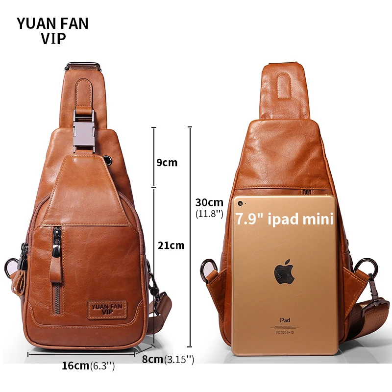 Высококачественные нагрудные сумки из натуральной кожи для мужчин через плечо