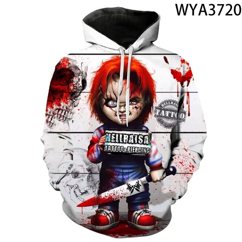 

2020 New Arrival Horror Movie Child's Play Character Chucky 3D Printed Fashion Hoodies Men Women Joker Clown Streetwear Hooded