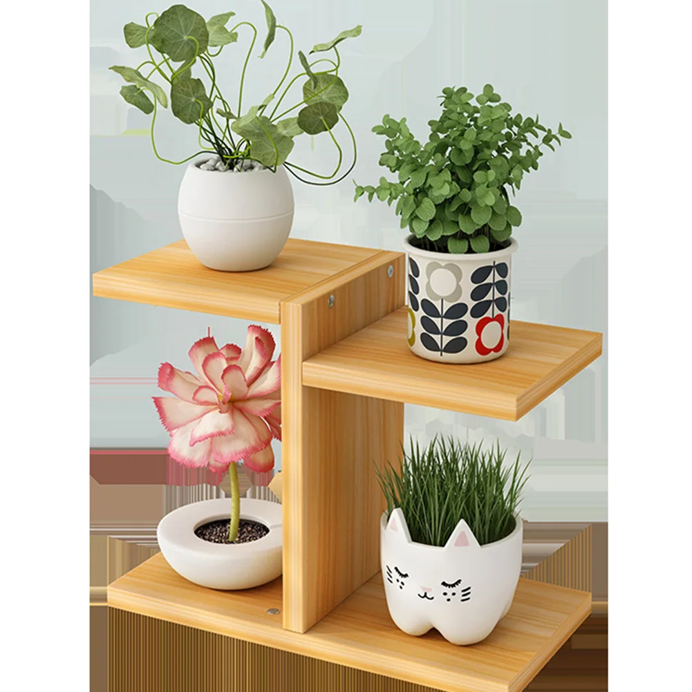 Деревянная подставка для растений 4 уровня вертикальная полка стеллаж цветов