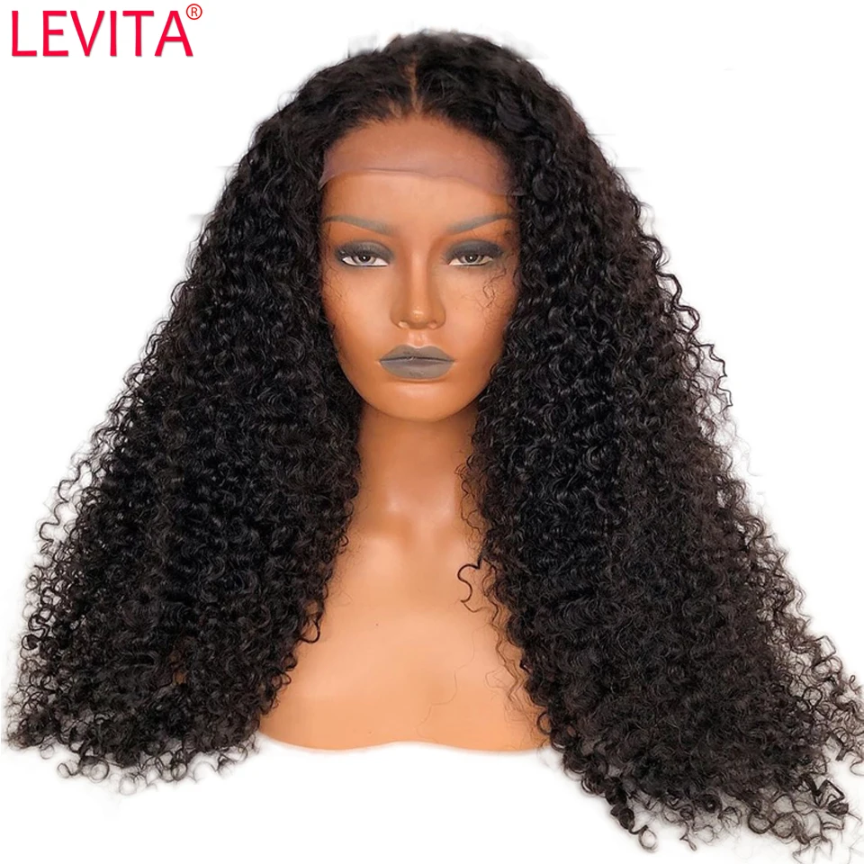 Brazilian 30 Inch Afro Kinky Curly T Part Lace Front Human Hair Wigs For Women Pre Plucked Glueless Lace Frontal Closure Wig