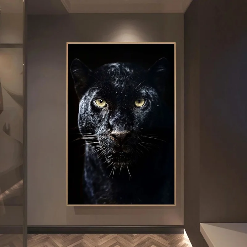 Постер на холсте с изображением животных Черная пантера и печать Настенная