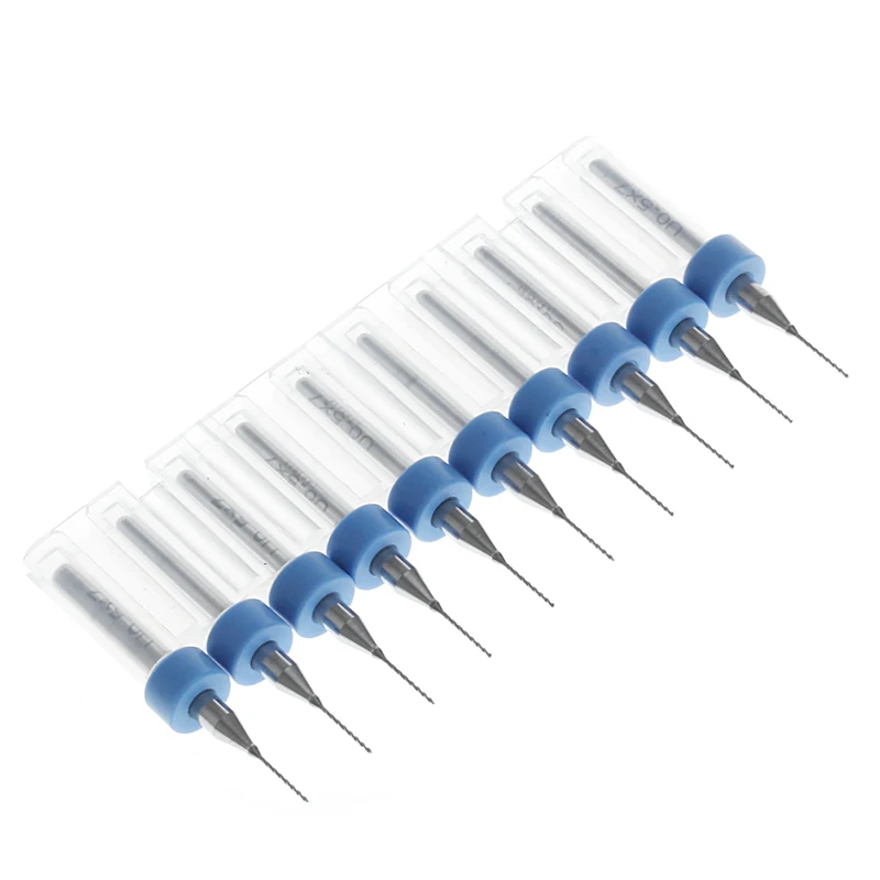 

New 10Pc 0.5mm Tip 1/8\" Shank Spiral Flute Tungsten Carbide Micro PCB Drill Bits
