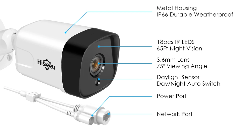 Hiseeu 1080P Bullet POE IP камера Аудио 2.0MP ONVIF Водонепроницаемая сетевая камера безопасности для наружного домашнего видеонаблюдения