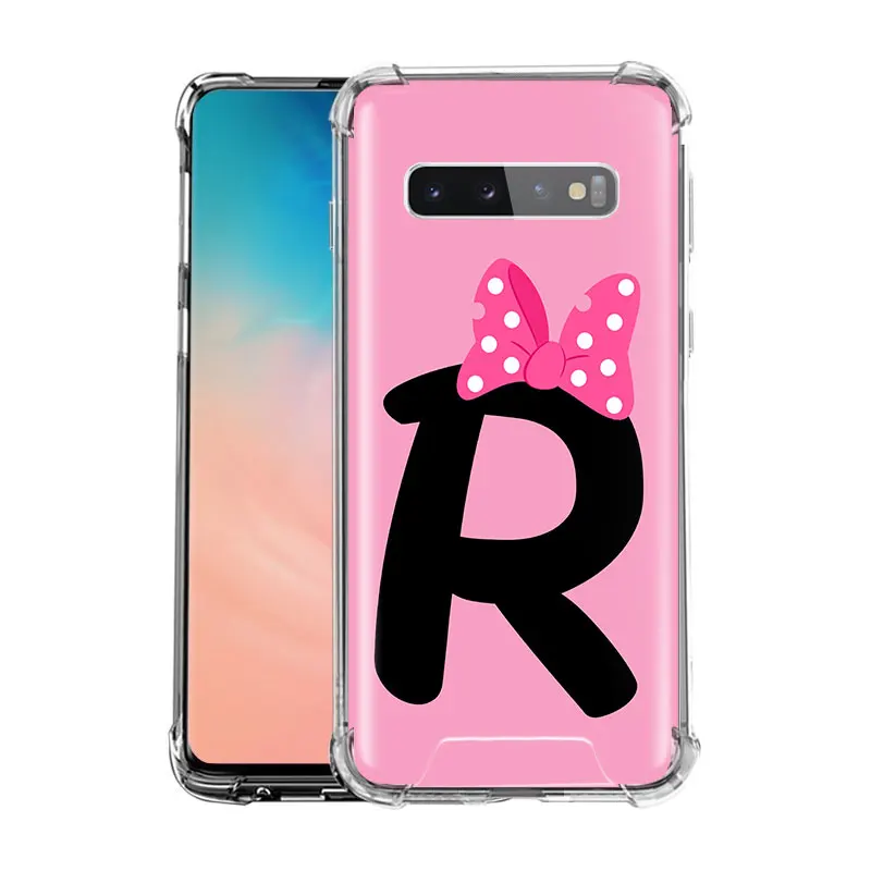 Phone Case for Samsung Galaxy S20 FE S10 S8 S9 Plus S10e Note 10 Lite 9 20 Ultra Airbag Soft Cover Cute Bow Letter