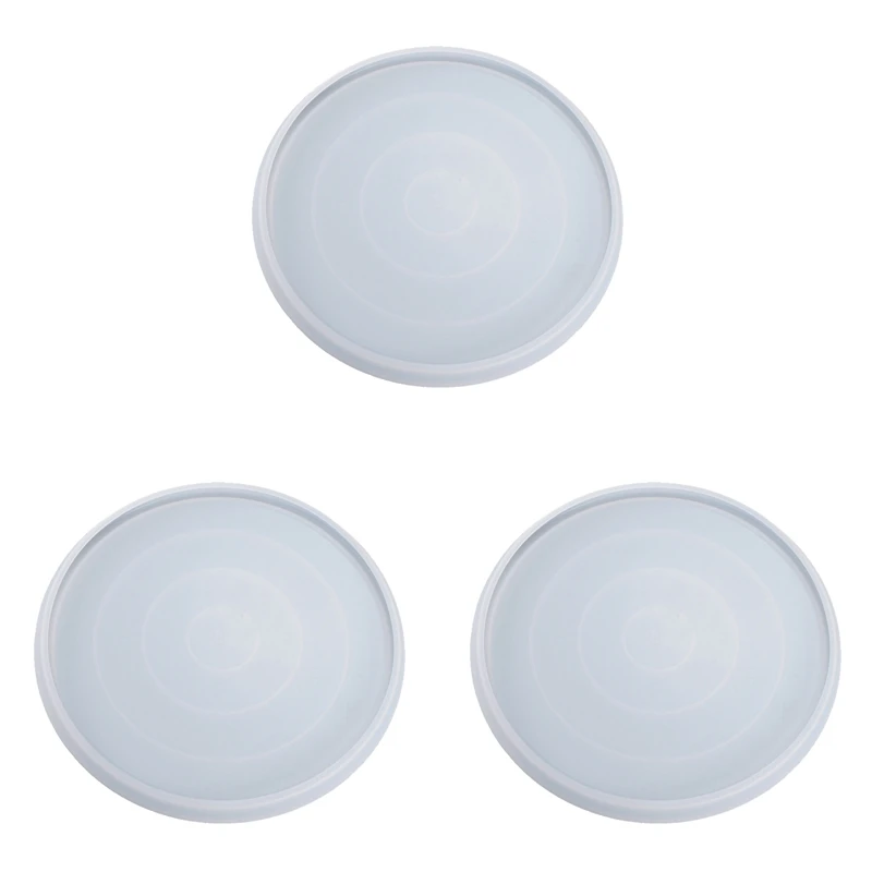 

3Pcs Self-Made Round Mirror Dish Set for Plate Coaster Large Tray Silicone Diy Glue Mold