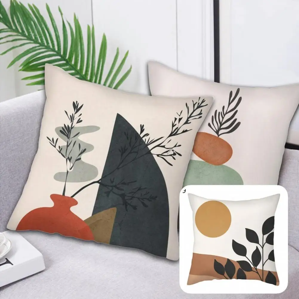 

Pillow Slipcover Reusable Cushion Case Polyester No Odor Beautiful Simple Modern Printed Sofa Throw Pillow Case