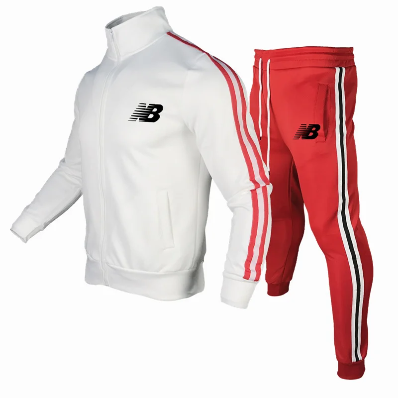 

2021 New men's tracksuit sportswear suit, High collar jacket sportsuit + tracksuit pants men's running sportswear Men's jacket
