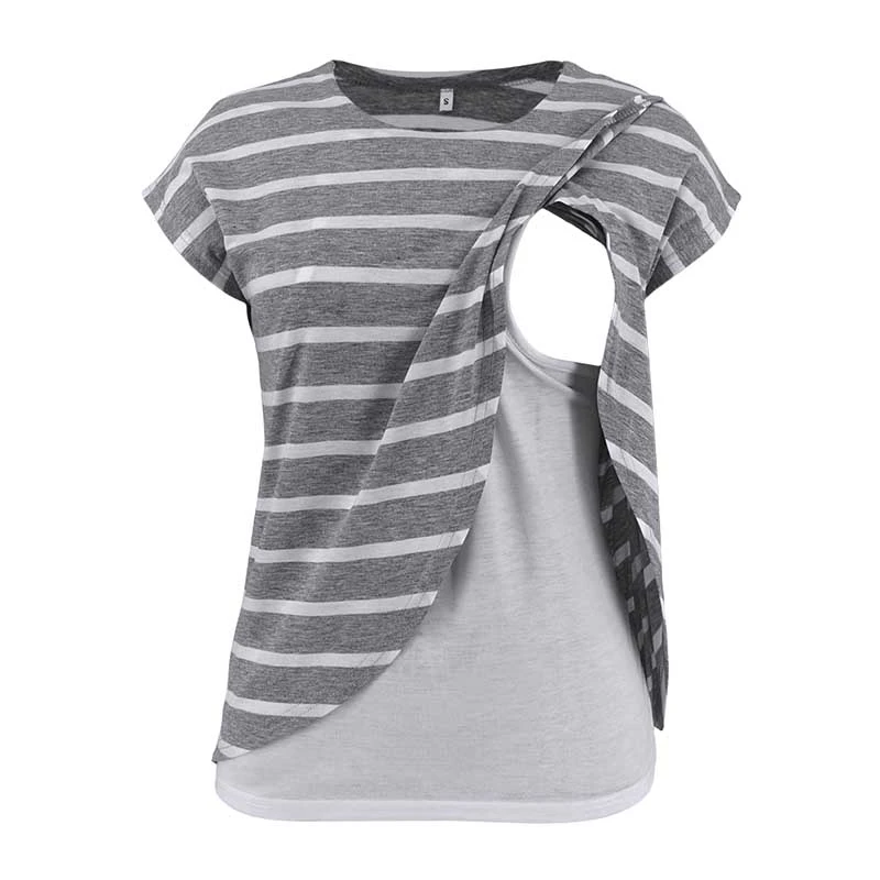 Двухслойная рубашка для беременных с коротким рукавом одежда грудного