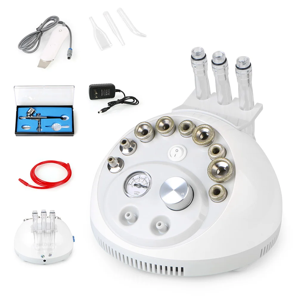 3in1 Hydro Sprayer Ultrasound Skin Scrubber Diamond Microdermabrasion Blackhead Comedo Removal Skin Facial Machine.