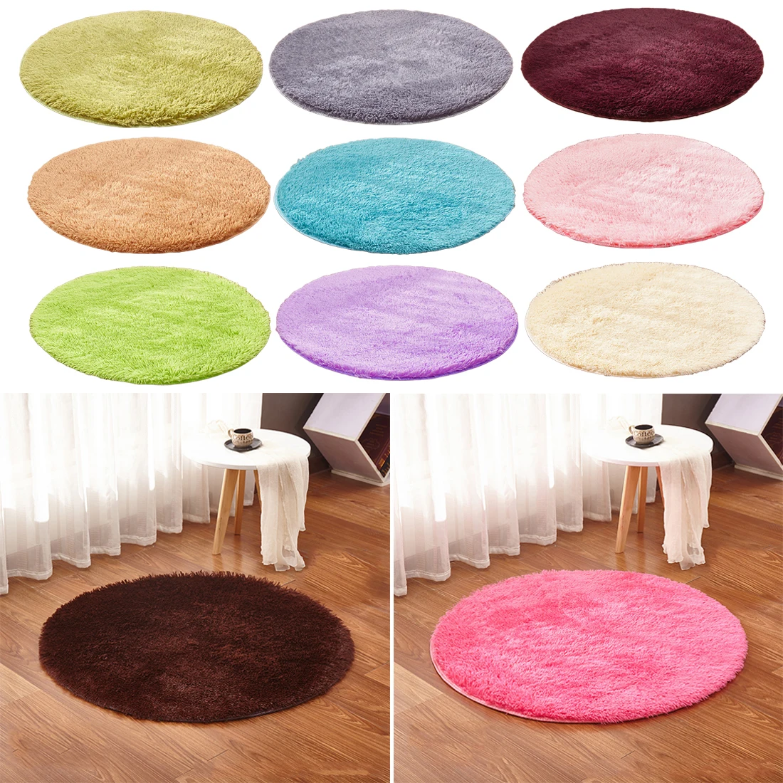 Пушистый круглый ковер для гостиной Kilim искусственный мех детской комнаты