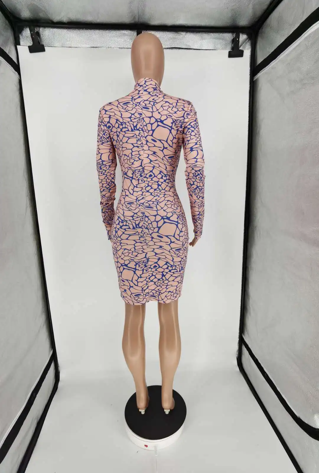 

Plus Size XL-5XL 2020 Autumn Fashion Print Bodycon Dress Turtleneck Long Sleeve Dresses Women Night Club Party High Street Wear