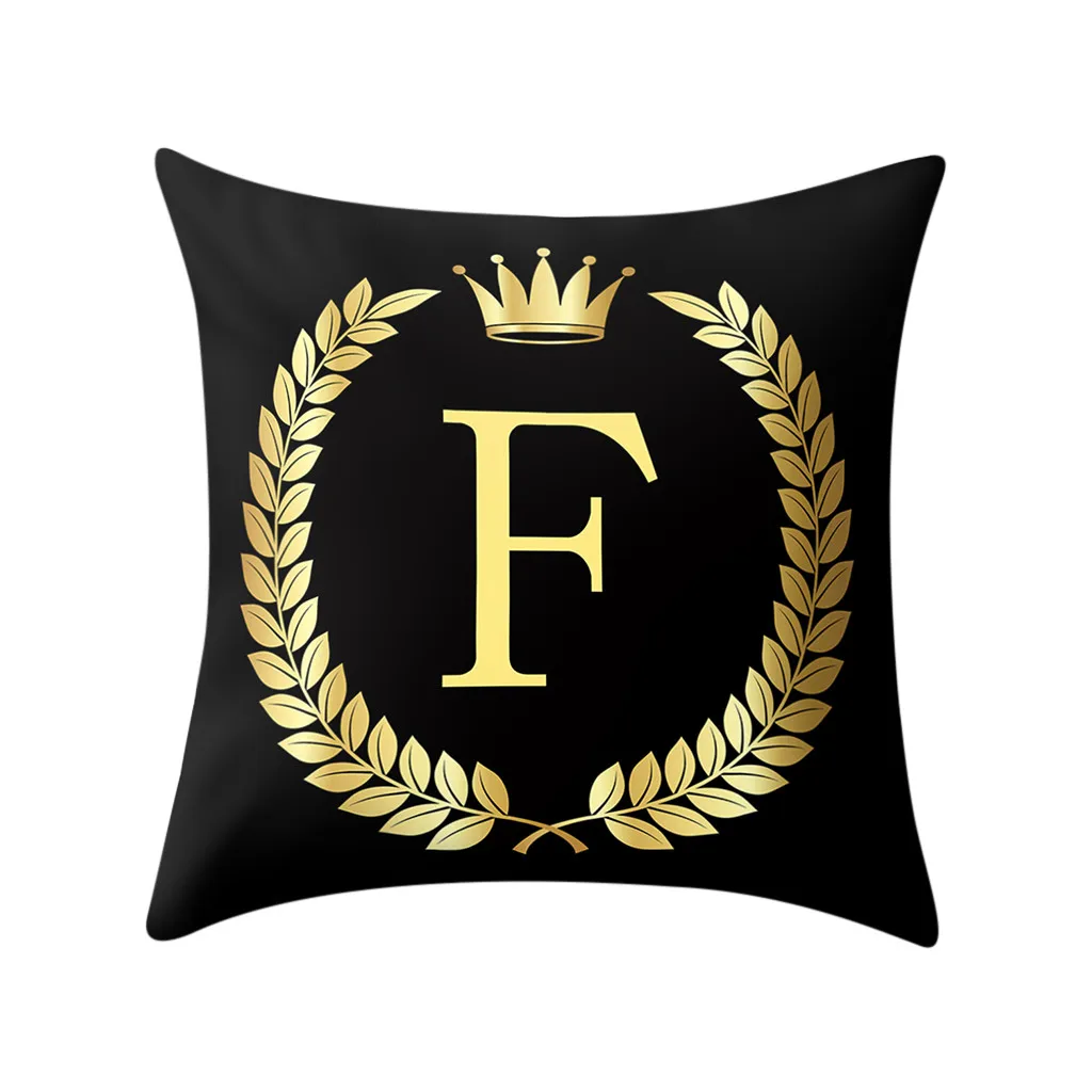 New Tops Black and Gold 26 Letters Printed Pillowcase Sofa Bedroom Cushion Cover Home Decor Accessories Pillow Case Dropshipping | Дом и сад