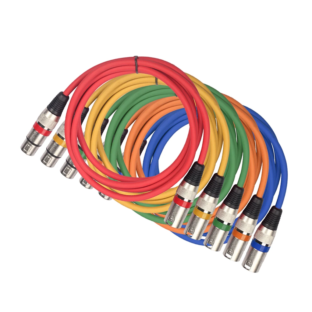 

5 Pack of XLR Cable 5 Color Packs - 3 Pin Short XLR Male to Female Cable