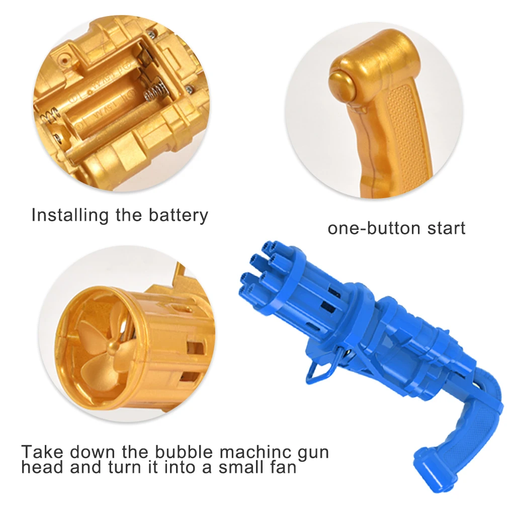 

Kids Automatic Gatling Bubble Gun Toys Summer Soap Water Bubble Machine 2-in-1 Electric Bubble Machine For Children Gift Toys