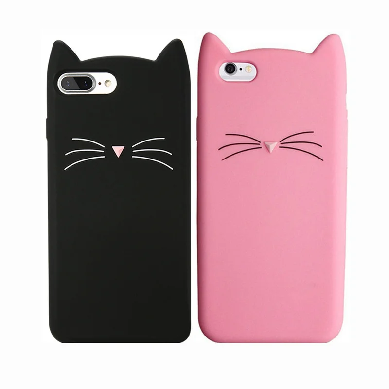 

Cartoon Cat Silicone Case for iPhone 7 8 Plus Soft Shockproof Protective Cover on For iPhone 6 6s Plus 5 5s Mobile Phone Case