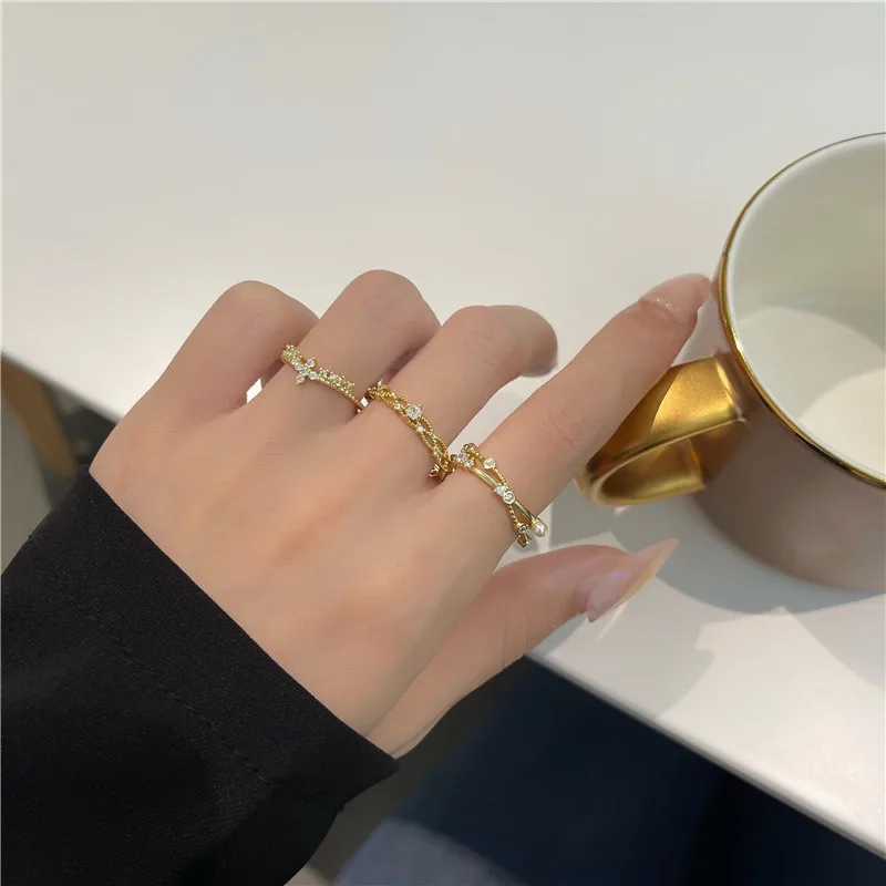 

Senior sense gem ring combination set ring of Japanese and Korean temperament INS sweet forefinger ring female