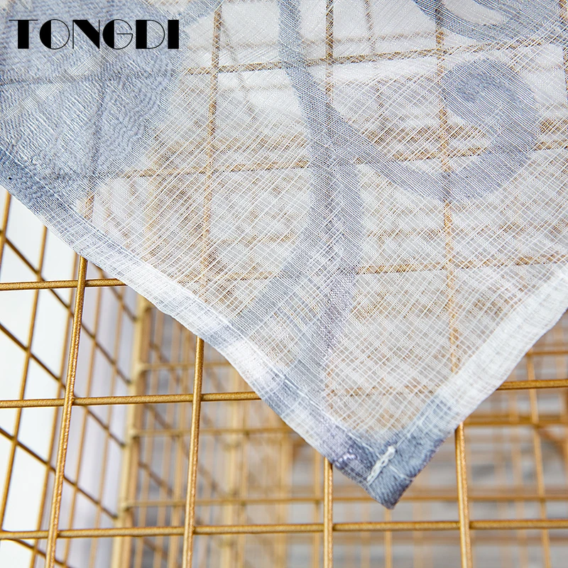Белая Тюлевая занавеска TONGDI с принтом элегантные большие листья цветочные цветы