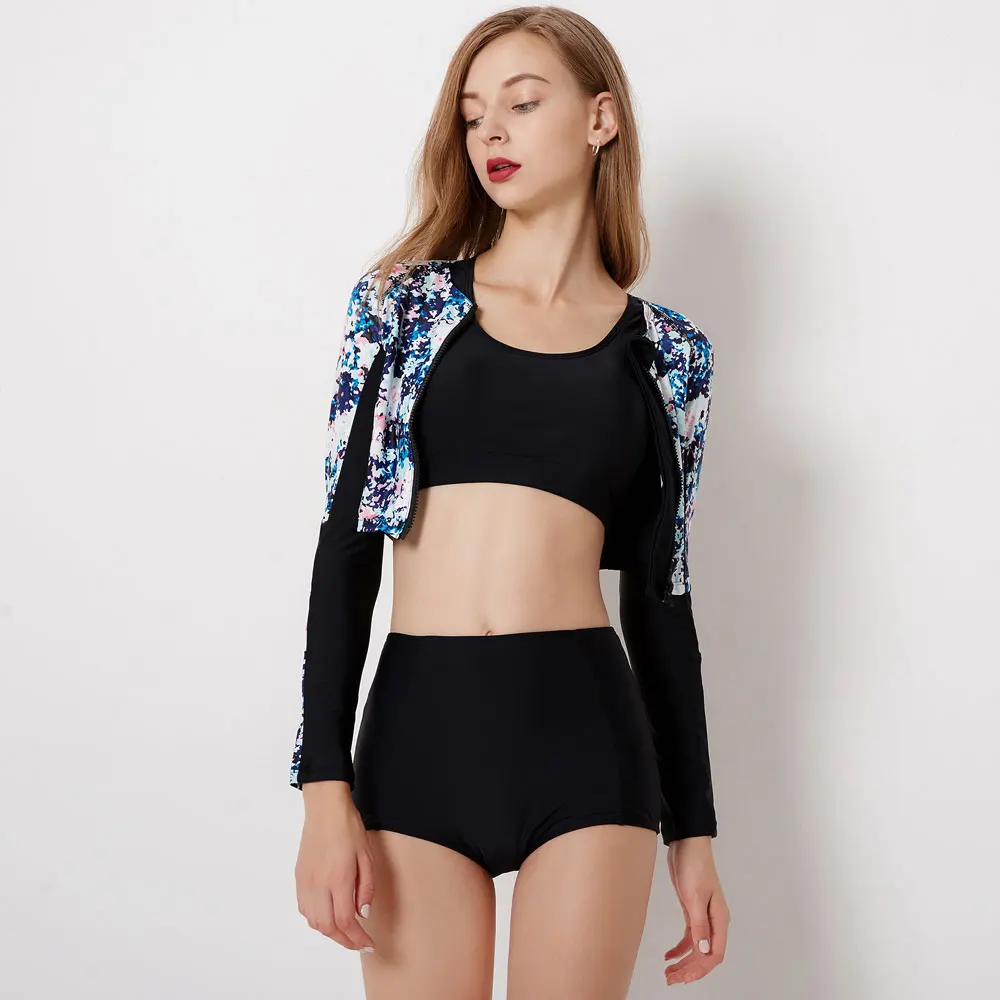 Женский комплект из трех предметов купальный костюм с высокими шортами защитой