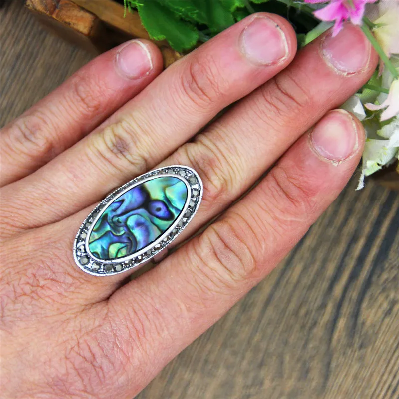 Горный хрусталь Овальный В виде ракушки Кольца для Для женщин Винтаж Античная