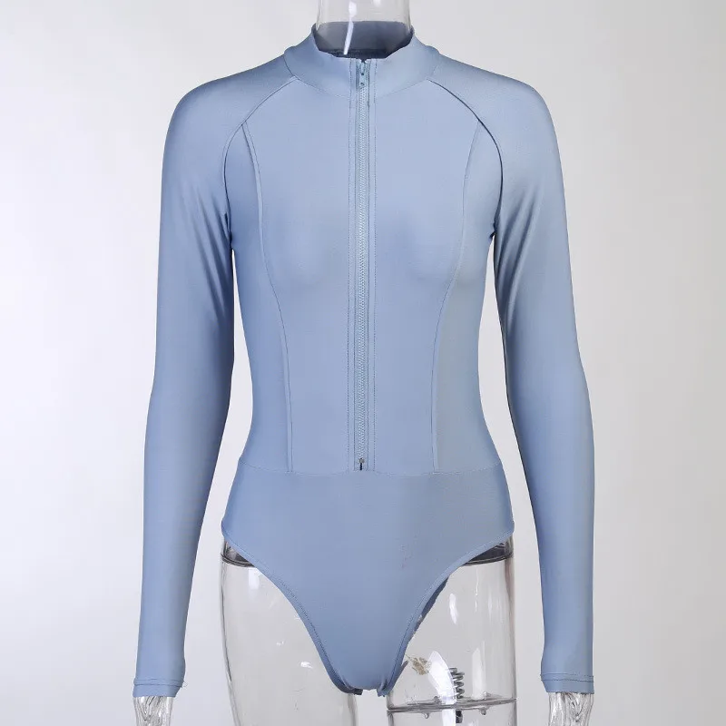 

2020 Autumn Casual Fitness Zippers Jumpsuits Women Bodysuits Skinny Bodycon Fashion Long Sleeve Rompers Women Jumosuit Sexy Body
