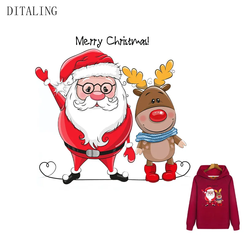 Термопатчи на одежду с Санта-Клаусом Рождественская нашивка сделай сам футболки