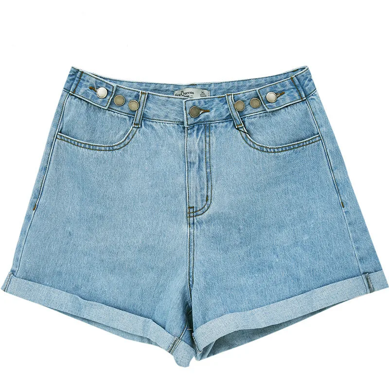

Vintage High Waist Blue Wide Leg Female Jean Shorts Women's Denim Shorts Classic Casual Summer Ladies Shorts Jeans for Women